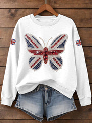Women's UK Flag Butterfly Print Sweatshirt vetvanguards