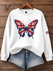 Women's British imitation diamond hot-drilling Printed Regular Sweatshirt vetvanguards
