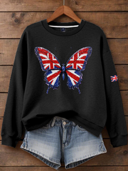 Women's British imitation diamond hot-drilling Printed Regular Sweatshirt vetvanguards