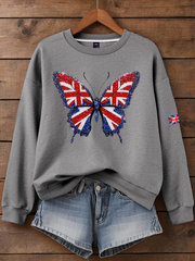 Women's British imitation diamond hot-drilling Printed Regular Sweatshirt vetvanguards