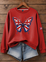Women's British imitation diamond hot-drilling Printed Regular Sweatshirt vetvanguards