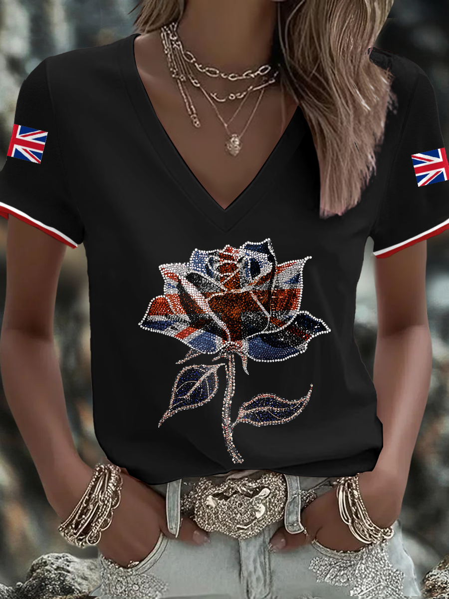 Women's UK Flag Art Printed T-shirt vetvanguards
