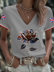 Women's UK Flag Art Printed T-shirt vetvanguards