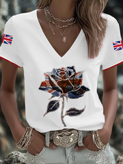 Women's UK Flag Art Printed T-shirt vetvanguards