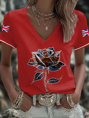 Women's UK Flag Art Printed T-shirt vetvanguards