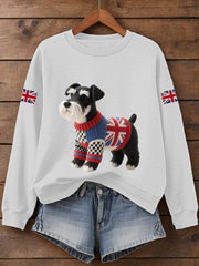 Women's UK Flag Schnauzer Print Sweatshirt vetvanguards