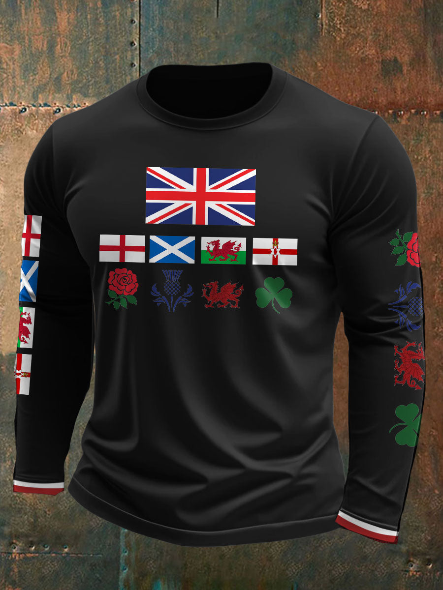 Men's UK Scotland England Northern Ireland Wales Flag Art Printed T-shirt vetvanguards
