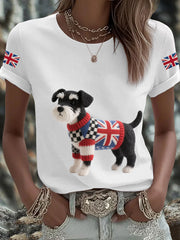 Women's UK Flag Schnauzer Printed T-shirt vetvanguards