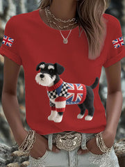 Women's UK Flag Schnauzer Printed T-shirt vetvanguards
