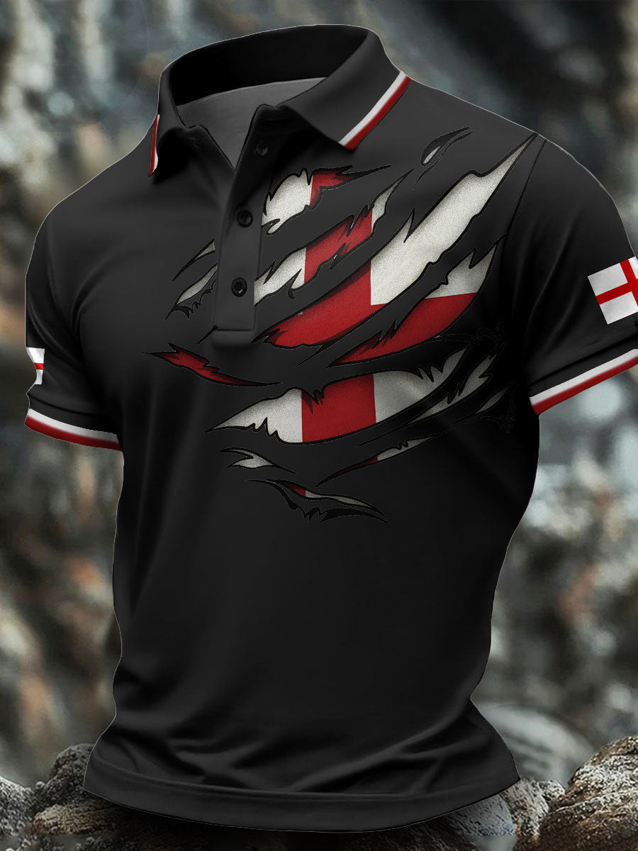 Men's England Flag Art Printed Casual Tops vetvanguards