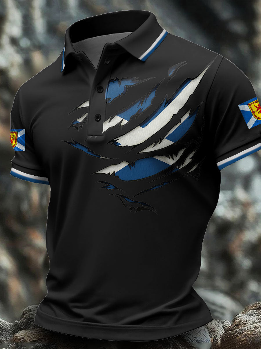 Men's Scotland Flag Art Printed Casual Tops vetvanguards