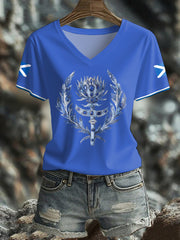 Women's Scotland Flag Art Thistle Printed T-shirt vetvanguards