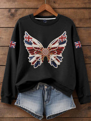 Women's British imitation diamond hot-drilling Printed Iron On Short Sleeve T-Shirt vetvanguards