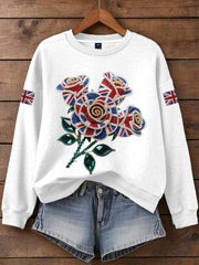 Women's British imitation diamond hot-drilling Print Sweatshirt vetvanguards