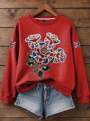 Women's British imitation diamond hot-drilling Print Sweatshirt vetvanguards