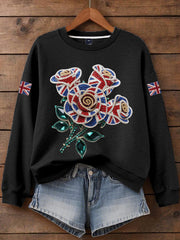 Women's British imitation diamond hot-drilling Print Sweatshirt vetvanguards