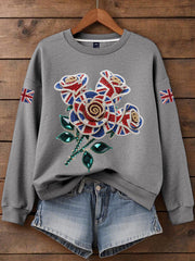 Women's British imitation diamond hot-drilling Print Sweatshirt vetvanguards