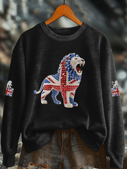 Women's British imitation diamond hot-drilling Printed Regular Sweatshirt vetvanguards