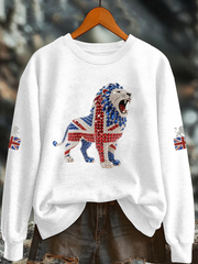 Women's British imitation diamond hot-drilling Printed Regular Sweatshirt vetvanguards