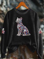 Women's British imitation diamond hot-drilling Printed Regular Sweatshirt vetvanguards