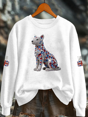 Women's British imitation diamond hot-drilling Printed Regular Sweatshirt vetvanguards