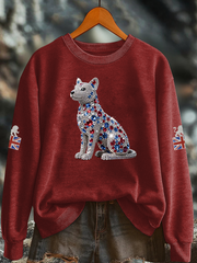 Women's British imitation diamond hot-drilling Printed Regular Sweatshirt vetvanguards