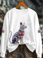 Women's British imitation diamond hot-drilling Printed Regular Sweatshirt vetvanguards