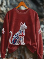 Women's British imitation diamond hot-drilling Printed Regular Sweatshirt vetvanguards