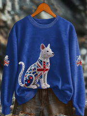 Women's British imitation diamond hot-drilling Printed Regular Sweatshirt vetvanguards