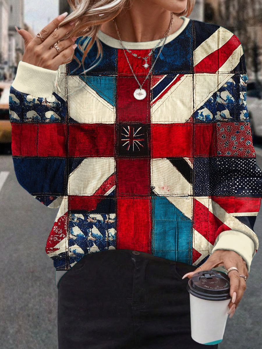 Women's UK Flag Art Printed Sweatshirt vetvanguards