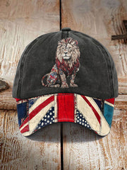 Unisex UK Flag Art Lion Printed Hat vetvanguards