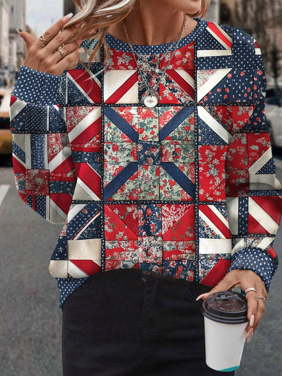 Women's UK Flag Floral Art Printed Sweatshirt vetvanguards