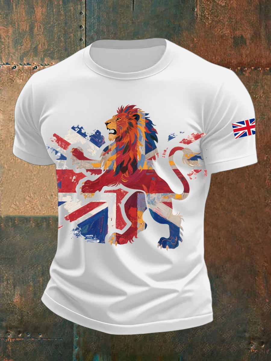 Men's UK Flag Lion Printed T-shirt vetvanguards