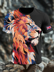 Men's UK Flag Lion Printed T-shirt vetvanguards