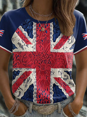 Women's UK Flag Art Printed T-shirt vetvanguards
