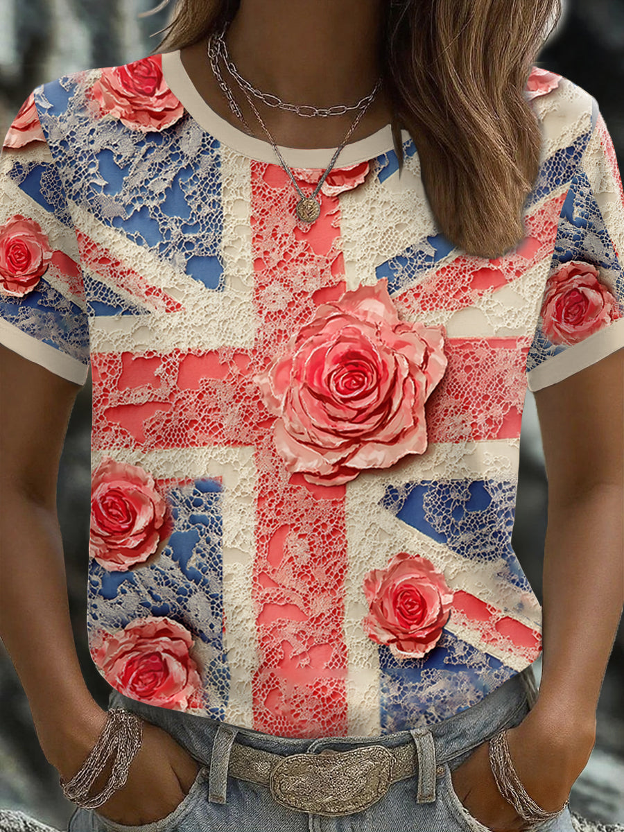 Women's UK Flag Art Printed T-shirt vetvanguards