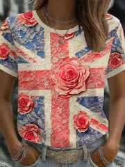 Women's UK Flag Art Printed T-shirt vetvanguards