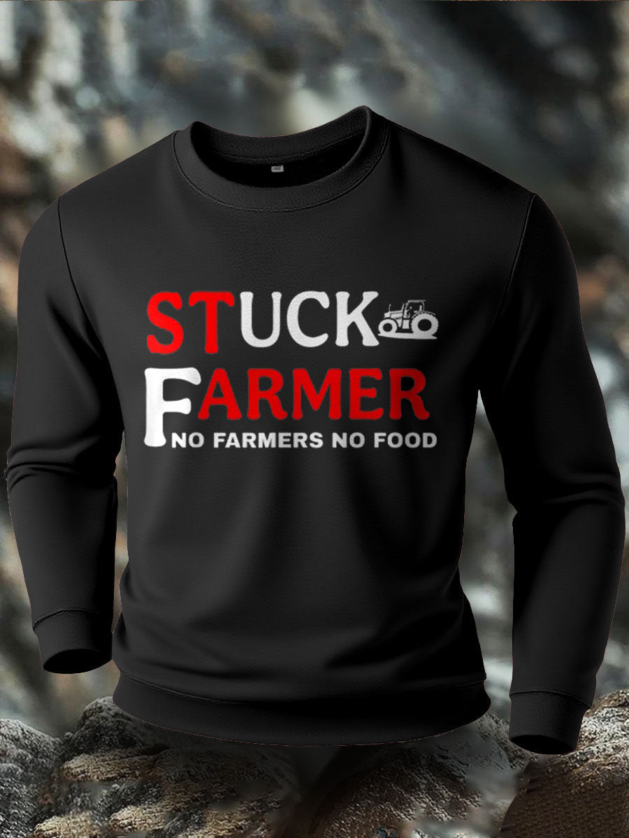 Men's Stuck Farmer Funny Printed Sweatshirt vetvanguards