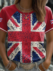 Women's UK Flag Art Printed T-shirt vetvanguards