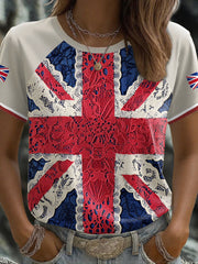 Women's UK Flag Art Printed T-shirt vetvanguards