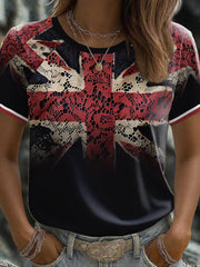 Women's UK Flag Art Printed T-shirt vetvanguards