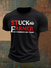 Men's Stuck Farmer Funny Printed T-shirt vetvanguards