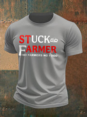 Men's Stuck Farmer Funny Printed T-shirt vetvanguards