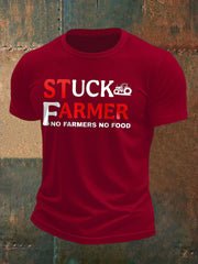 Men's Stuck Farmer Funny Printed T-shirt vetvanguards