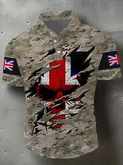 Men's UK Flag Camouflage Skull Print Casual Waffle Top vetvanguards