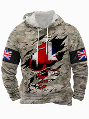Men's UK Flag Camouflage Skull Print Casual Hoodie vetvanguards