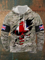 Men's UK Flag Camouflage Skull Print Casual Hoodie vetvanguards