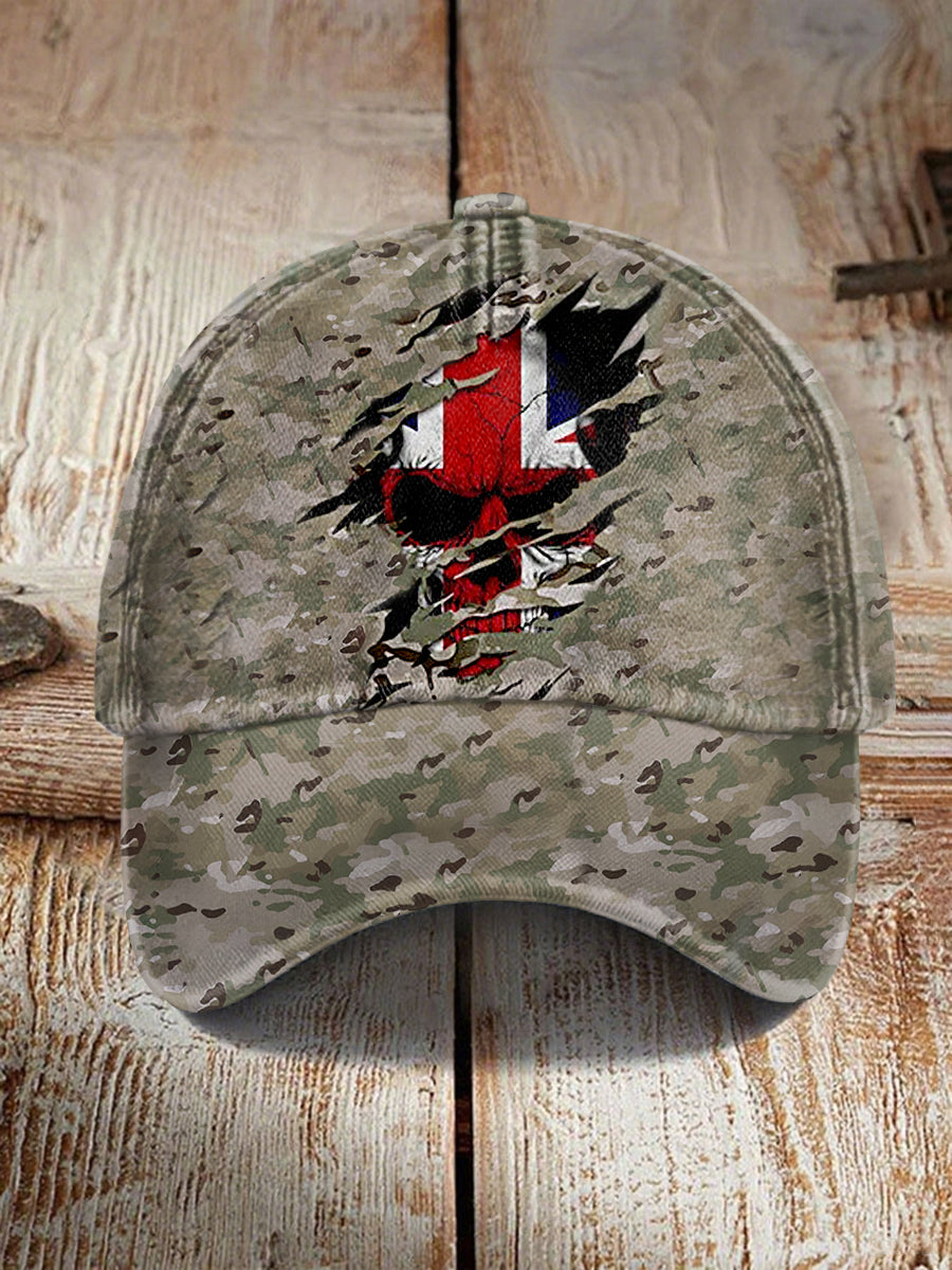 Unisex UK Flag Camouflage Skull Print Hat vetvanguards