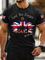 Men's Remembrance Day Lest We Forget 11-11-11 Short Sleeves T-shirt vetvanguards