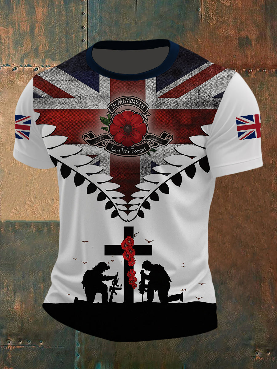 Men's Remembrance Day Lest We Forget Short Sleeves T-shirt vetvanguards